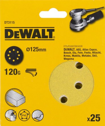 Круг DeWalt сменная липучка DT3115 25 шт купить,6530