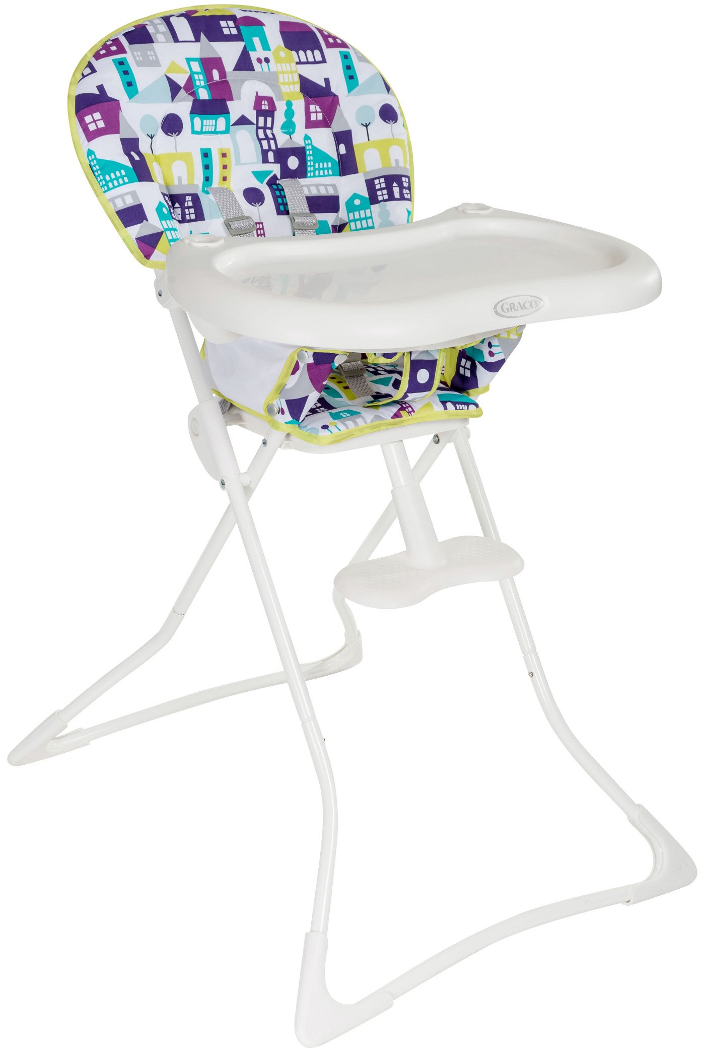 Стульчик для кормления Graco Tea Time Toy Town бело-синий купить,NaN