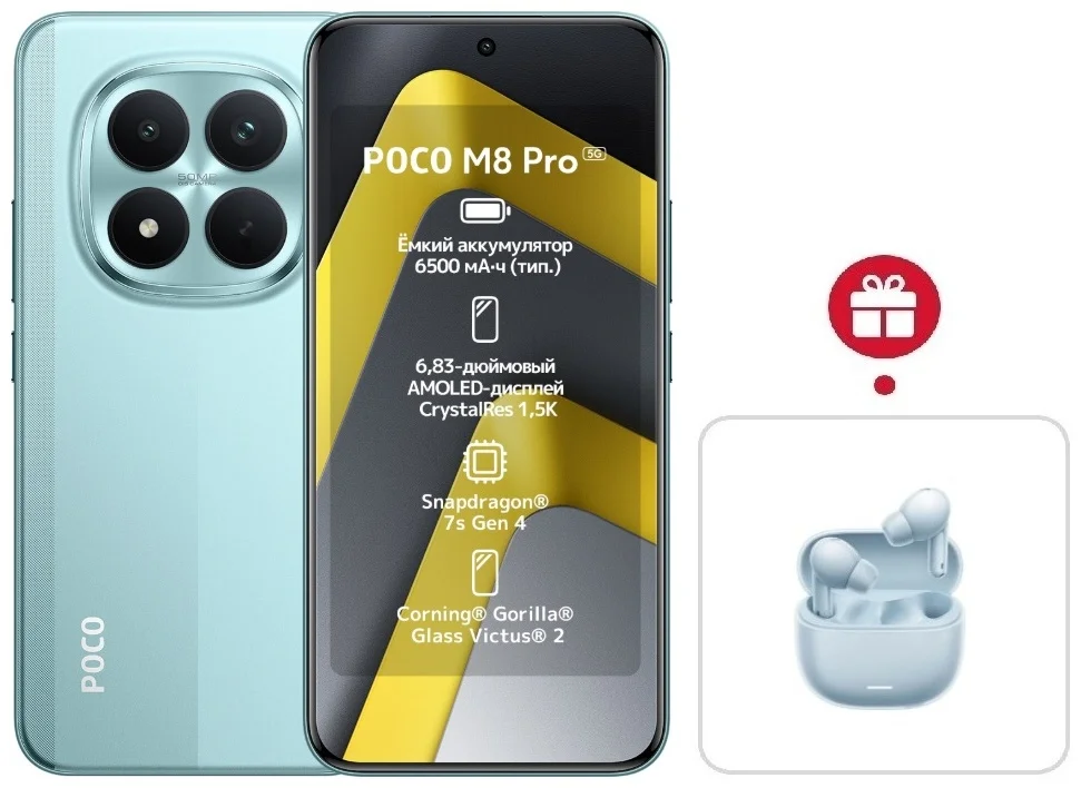 Смартфон Xiaomi Poco M8 Pro 5G 8/256 Green + подарок купить,NaN