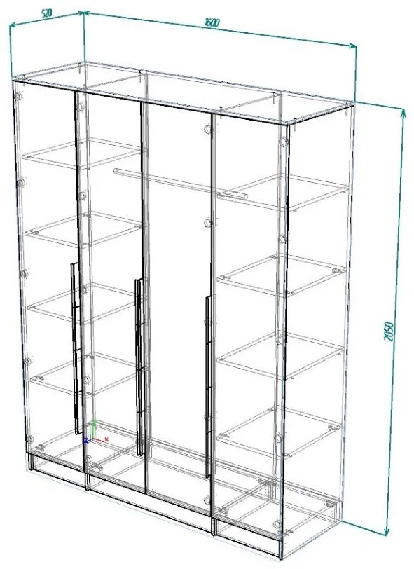 Распашной шкаф S&W 160x205х52см темно-серый купить,NaN