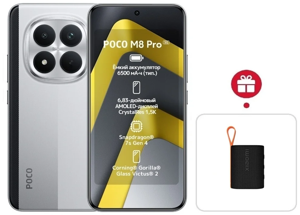Смартфон Xiaomi Poco M8 Pro 5G 8/256 Silver + подарок купить,NaN