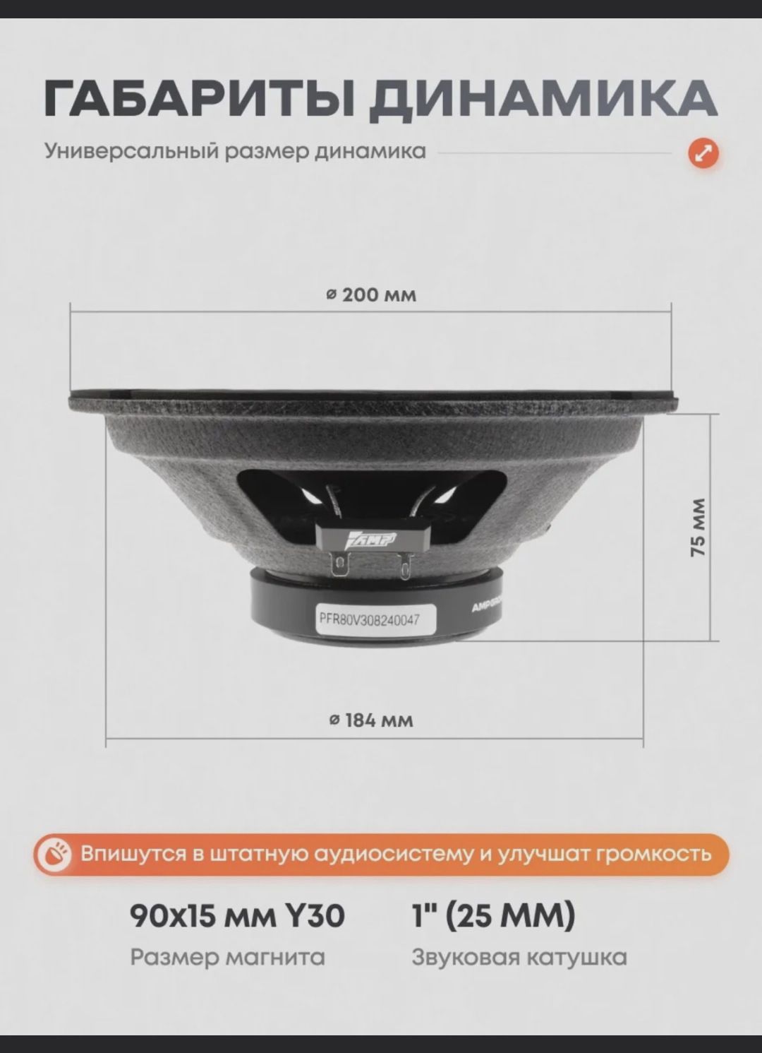 AMP широкополосная АС PROMO FR80 ver.3 купить,21996