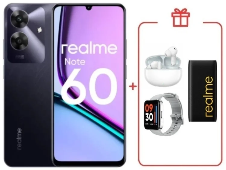 Смартфон Realme Note 60 4/128GB Marble Black + подарок купить,NaN