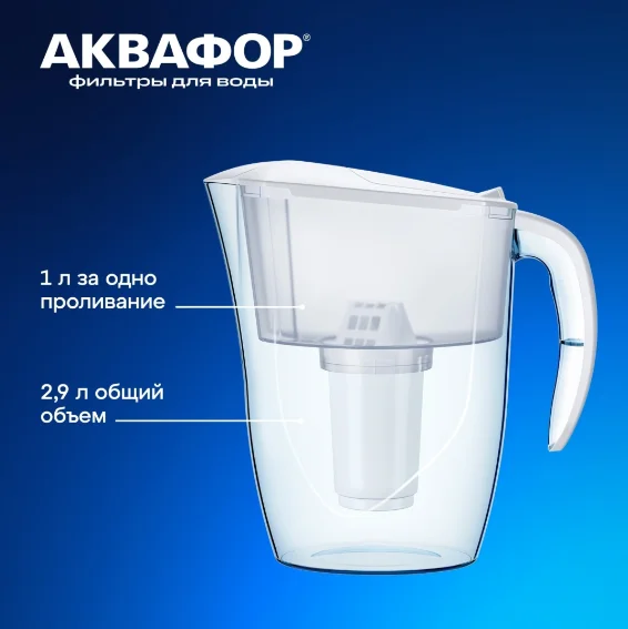 Фильтр-кувшин для воды Аквафор Смайл 2.9 л белый купить,4100
