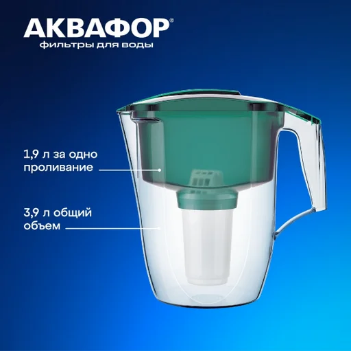 Фильтр-кувшин для воды Аквафор Гарри 3.9 л зеленый