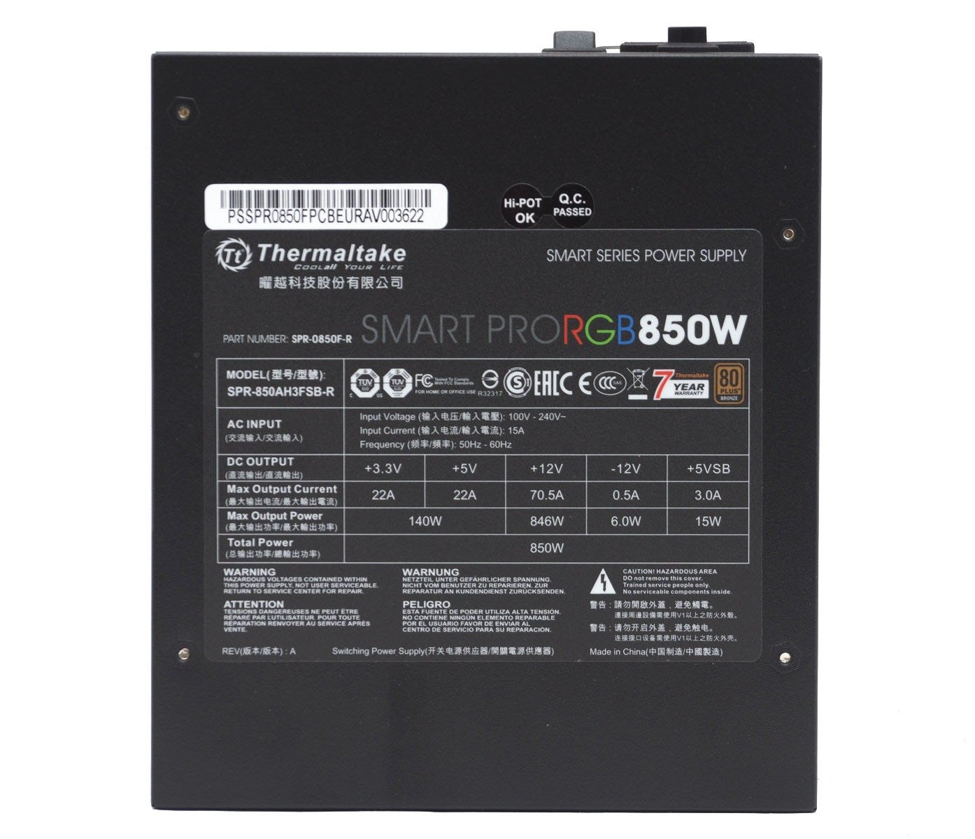 Блок питания Thermaltake Smart Pro RGB 850W черный купить,NaN