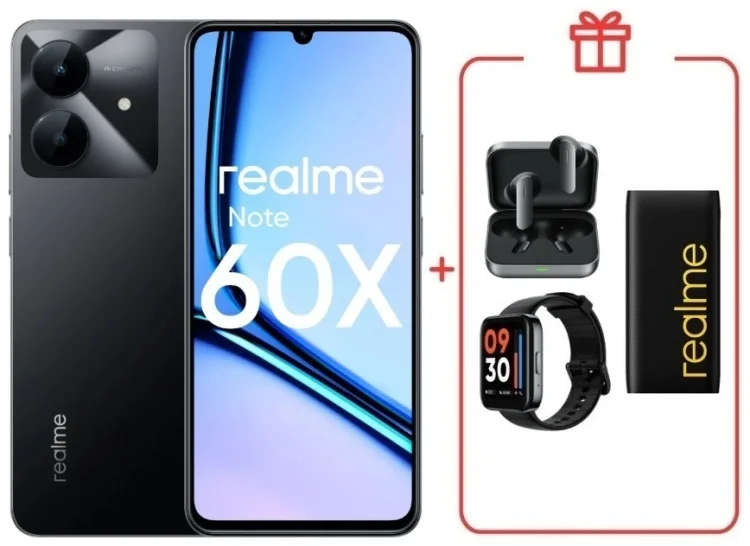 Смартфон Realme Note 60x 3/64GB Marble Black + подарок купить,NaN