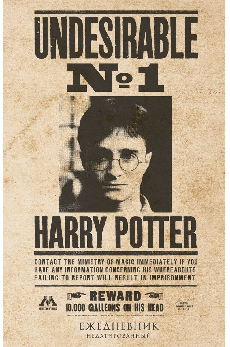 Ежедневник Эксмо Гарри Поттер. Нежелательное лицо №1, A5, 80 л, бежевый