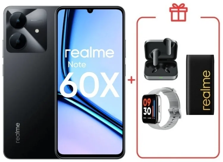 Смартфон Realme Note 60x 3/64GB Marble Black + подарок купить,NaN