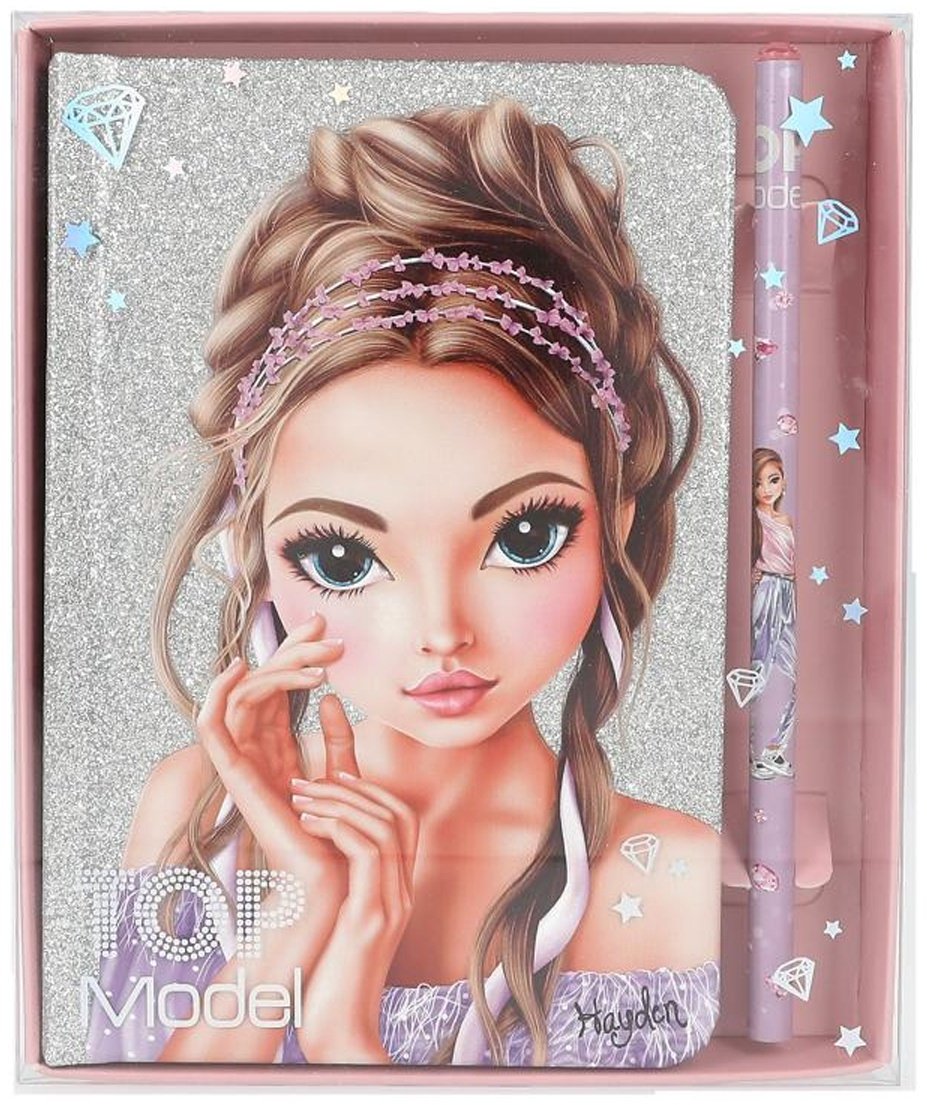 Блокнот с карандашом TOPModel Glitter Queen 412645, A5, 160 л, мультиколор