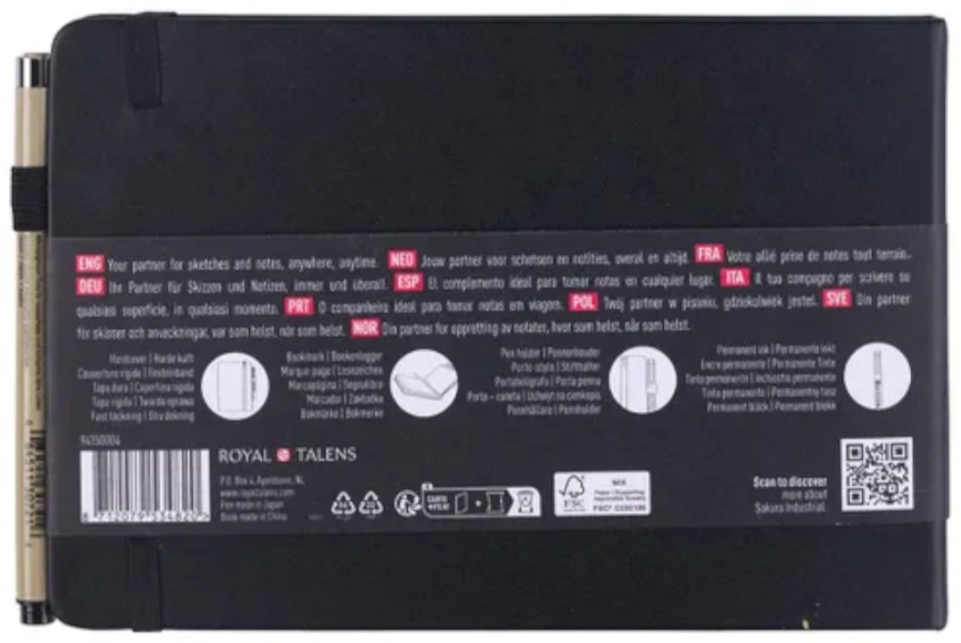 Скетчбук Sakura однотонный, A4, 80 л, черный