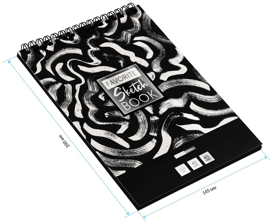 Скетчбук ArtSpace Black line. Strokes, A5, 40 л, без линовки купить,0