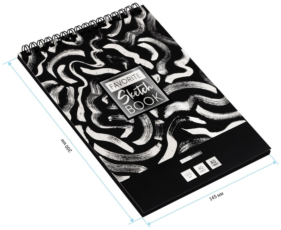 Скетчбук ArtSpace Black line. Strokes, A5, 40 л, без линовки купить,NaN