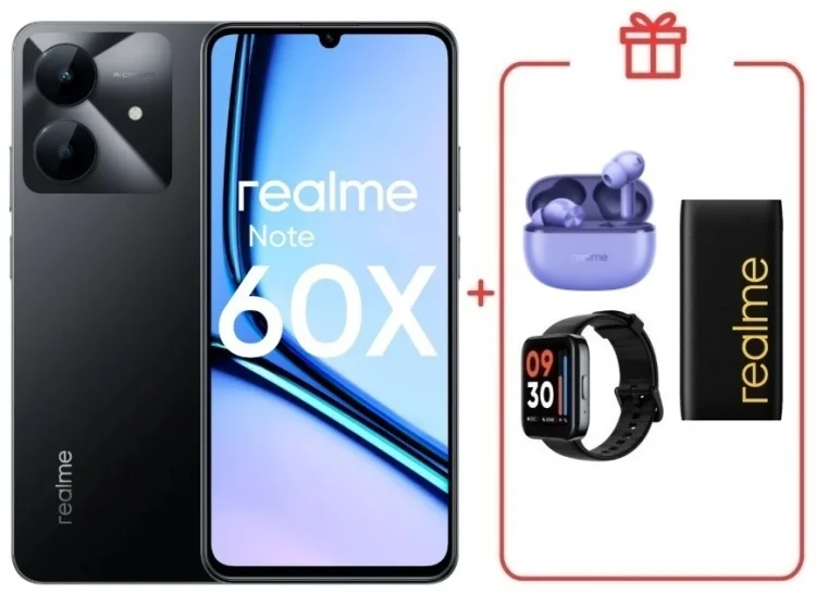 Смартфон Realme Note 60x 3/64GB Marble Black + подарок купить,NaN