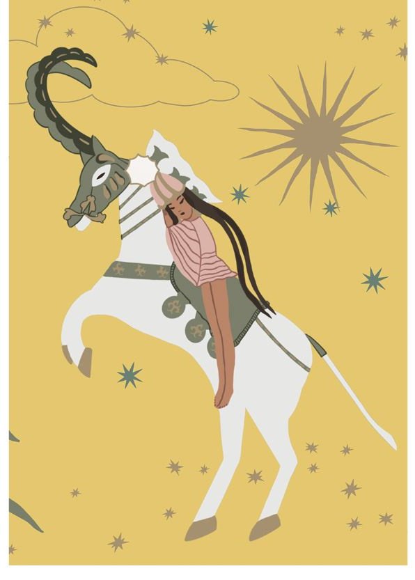 Блокнот Indira Elif Badambayeva Принцесса на белом коне, A5, 80 л, желтый