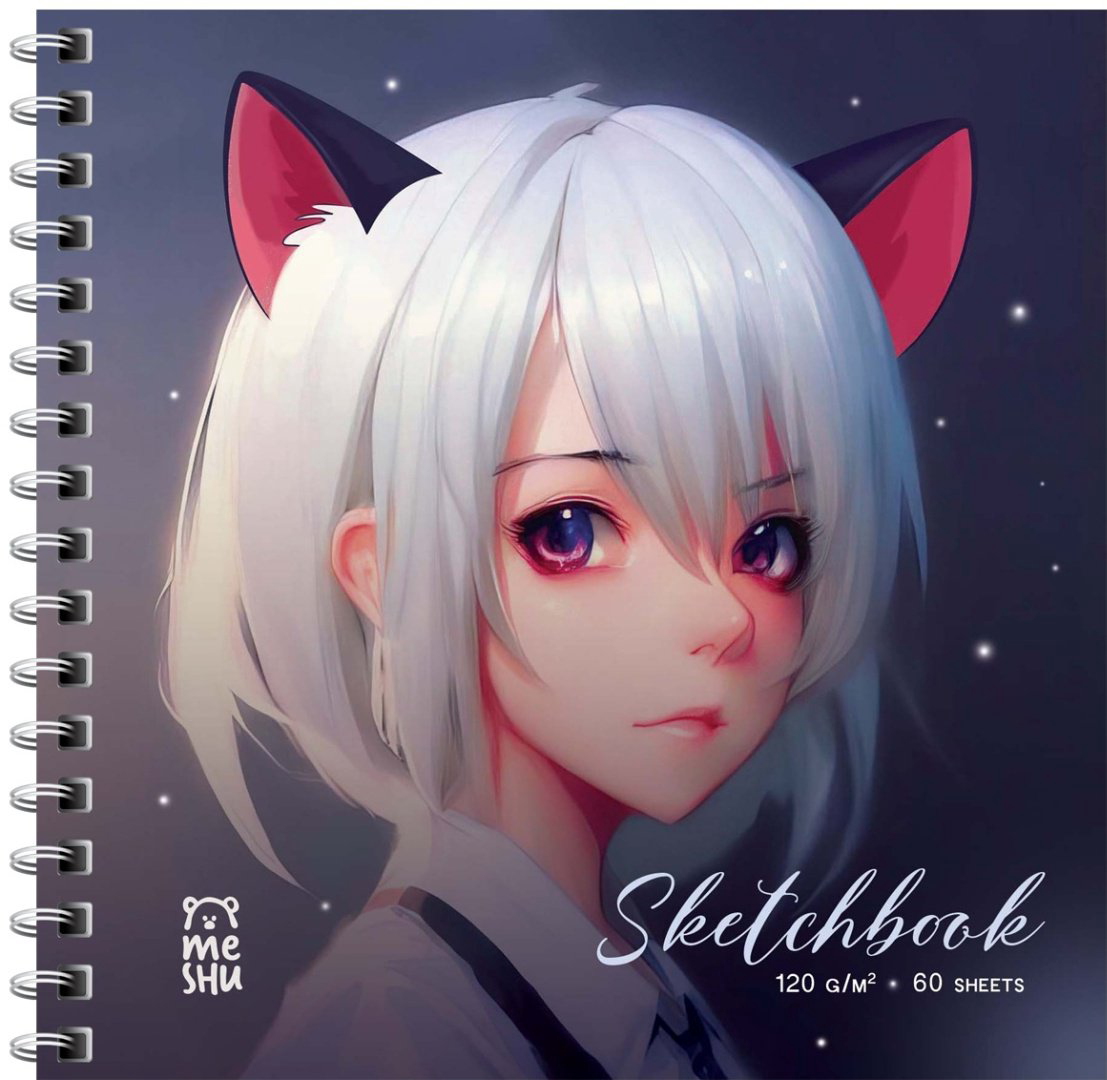 Скетчбук MESHU Neko, A5, 60 л, без линовки купить,NaN