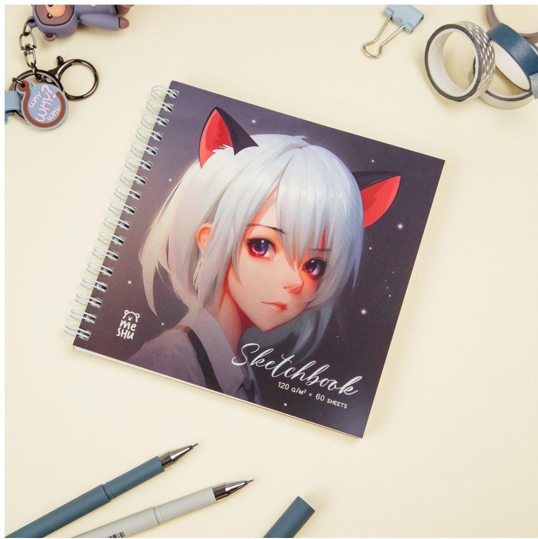 Скетчбук MESHU Neko, A5, 60 л, без линовки