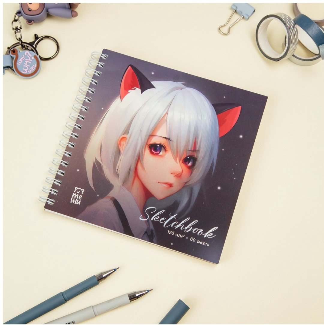 Скетчбук MESHU Neko, A5, 60 л, без линовки купить,NaN
