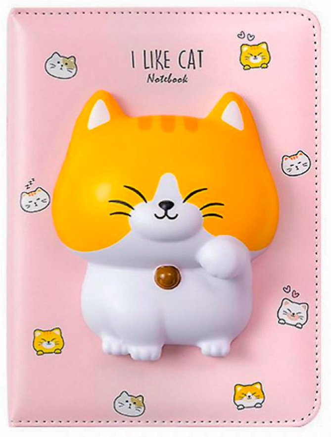Блокнот iiGen Котик squishy, A5, 64 л, розовый