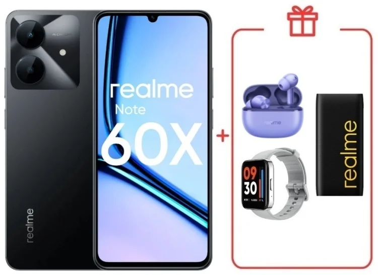 Смартфон Realme Note 60x 3/64GB Marble Black + подарок купить,NaN