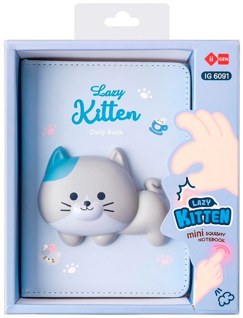 Блокнот iiGen Котик, A6, 96 л, голубой