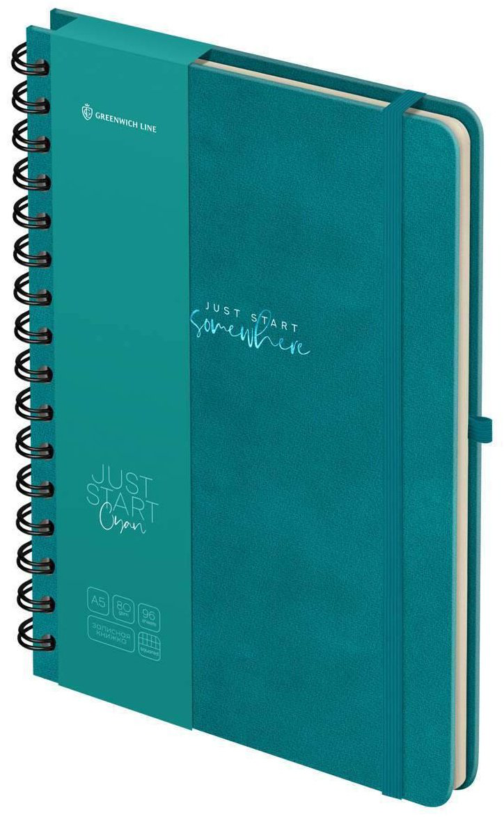 Записная книжка Greenwich Line Just start.&nbsp;Cyan, A5, 96 л, бирюзовый купить,NaN