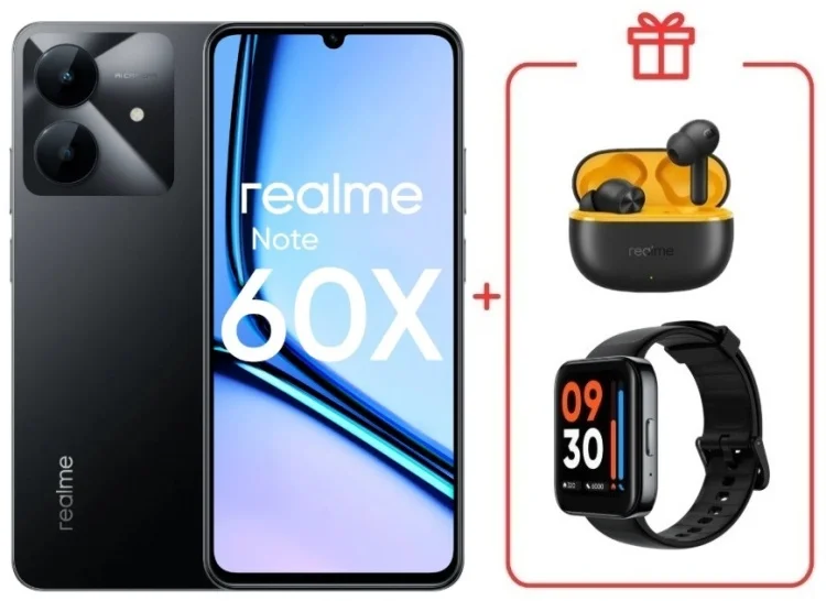 Смартфон Realme Note 60x 3/64GB Marble Black + подарок купить,NaN