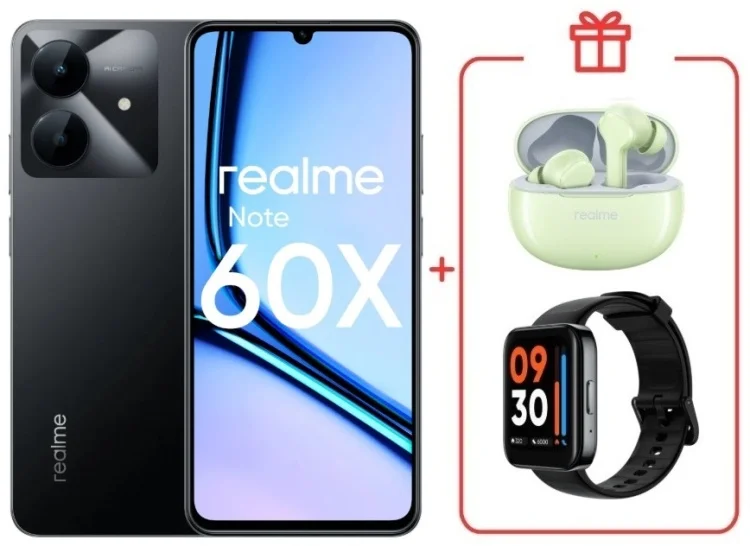 Смартфон Realme Note 60x 3/64GB Marble Black + подарок купить,NaN