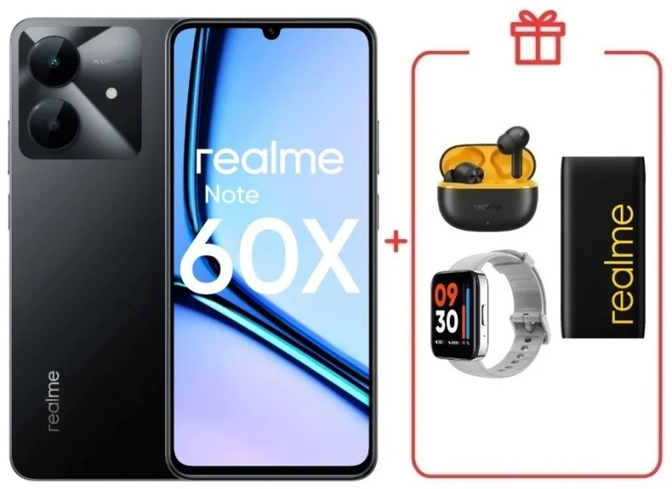 Смартфон Realme Note 60x 3/64GB Marble Black + подарок купить,NaN