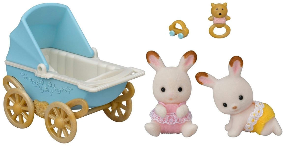 Фигурка Sylvanian Families ДВОЙНЯШКИ В КОЛЯСКЕ 5 см 2 шт купить,NaN