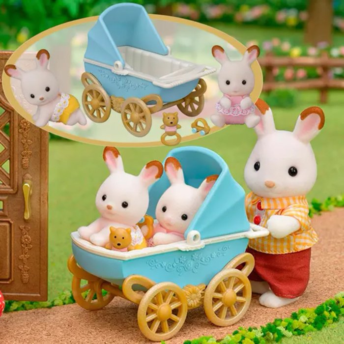 Фигурка Sylvanian Families ДВОЙНЯШКИ В КОЛЯСКЕ 5 см 2 шт купить,NaN