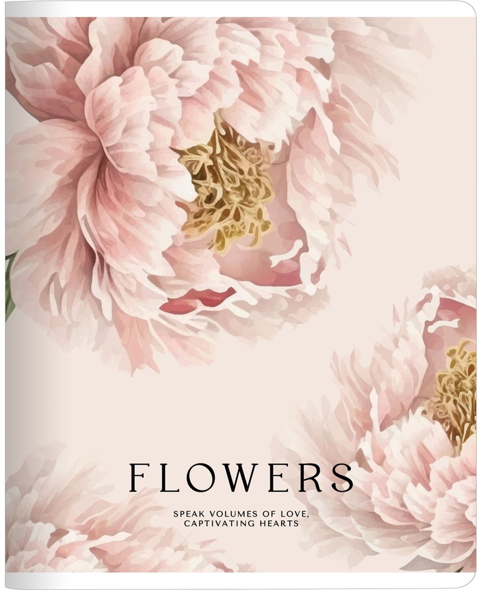 Общая тетрадь Be Smart Peony, 48 л, А5, клетка, твердая обложка, 1 шт