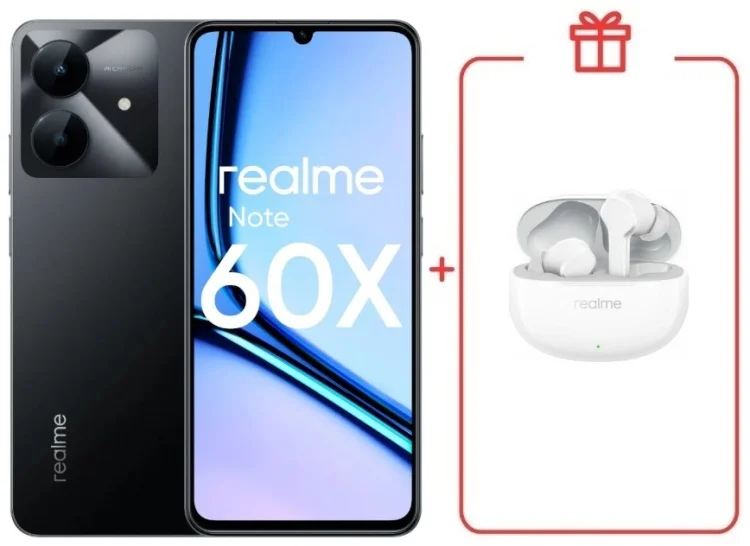 Смартфон Realme Note 60x 3/64GB Marble Black + подарок купить,NaN