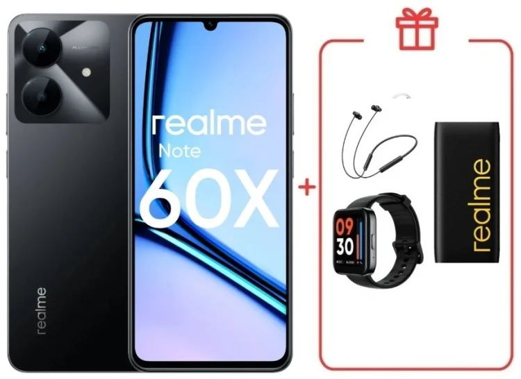 Смартфон Realme Note 60x 3/64GB Marble Black + подарок купить,NaN