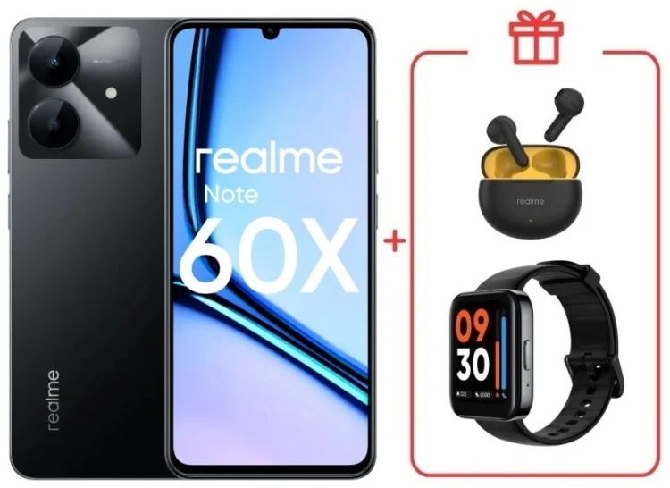 Смартфон Realme Note 60x 3/64GB Marble Black + подарок купить,NaN
