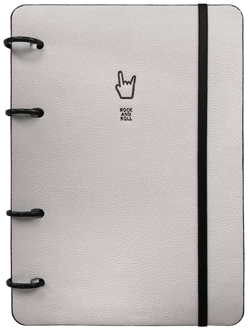 Общая тетрадь InFolio Rock-n-roll серый, 120 л, А5, клетка, твердая обложка, 1 шт