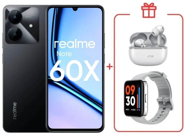 Смартфон Realme Note 60x 3/64GB Marble Black + подарок купить,NaN