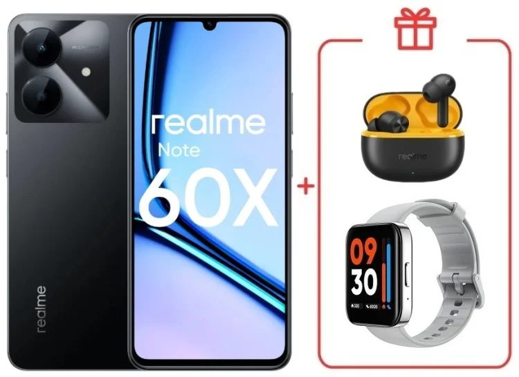 Смартфон Realme Note 60x 3/64GB Marble Black + подарок купить,NaN
