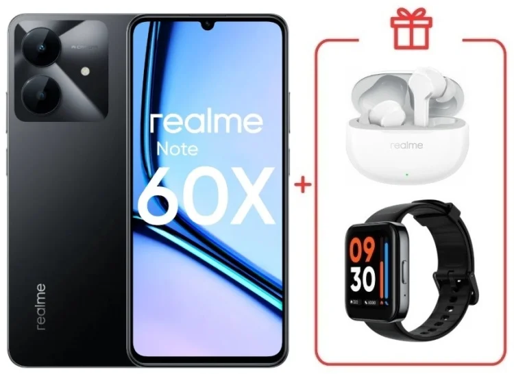 Смартфон Realme Note 60x 3/64GB Marble Black + подарок купить,NaN