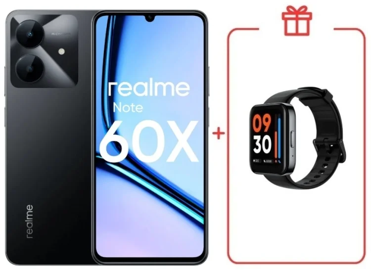 Смартфон Realme Note 60x 3/64GB Marble Black + подарок купить,NaN
