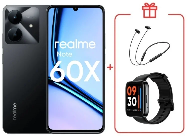 Смартфон Realme Note 60x 3/64GB Marble Black + подарок купить,NaN
