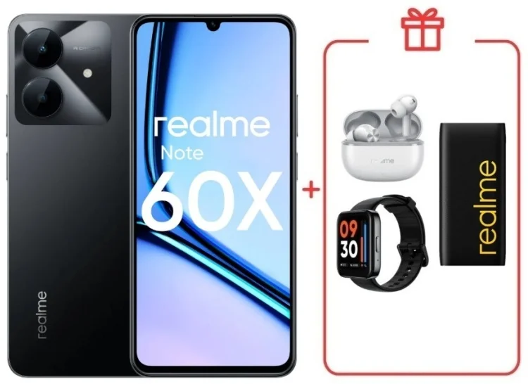 Смартфон Realme Note 60x 3/64GB Marble Black + подарок купить,NaN
