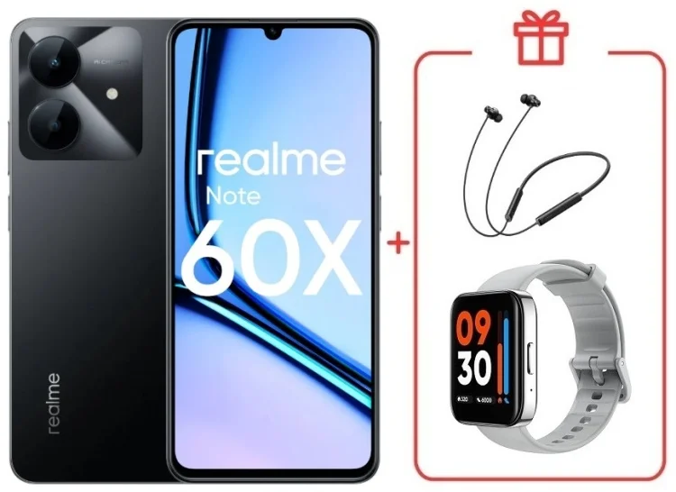 Смартфон Realme Note 60x 3/64GB Marble Black + подарок купить,NaN