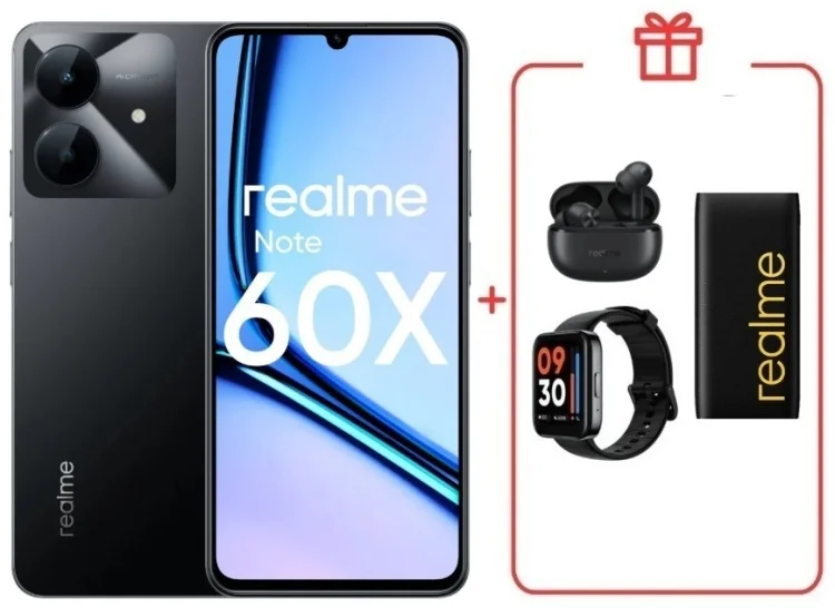 Смартфон Realme Note 60x 3/64GB Marble Black + подарок купить,NaN