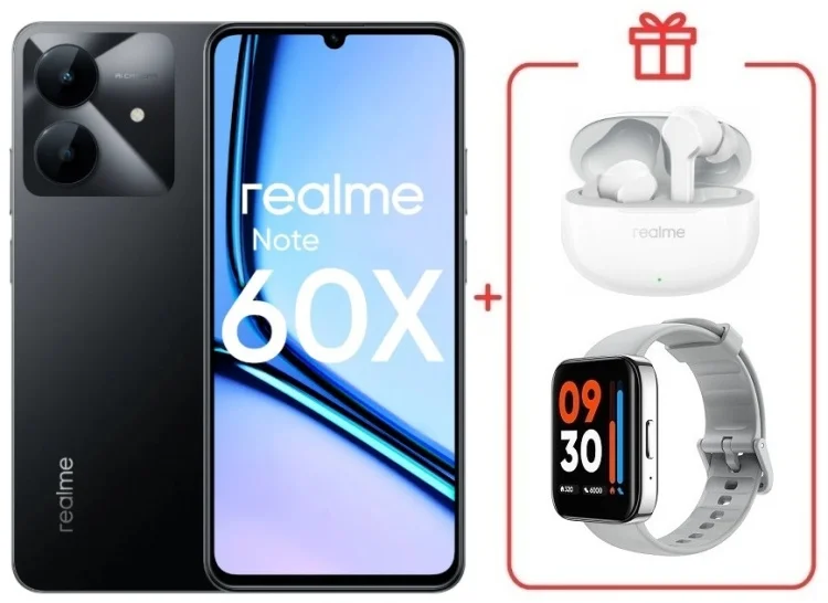 Смартфон Realme Note 60x 3/64GB Marble Black + подарок купить,NaN