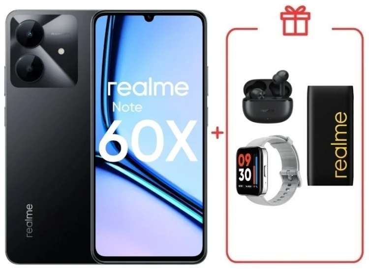 Смартфон Realme Note 60x 3/64GB Marble Black + подарок купить,NaN