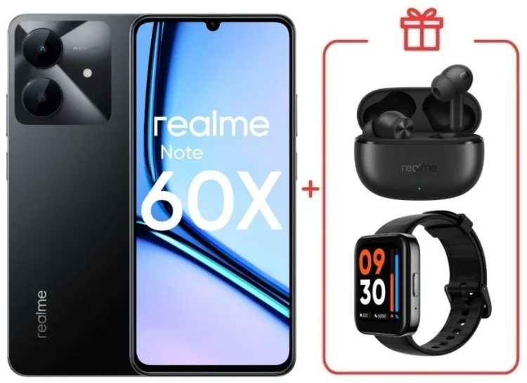 Смартфон Realme Note 60x 3/64GB Marble Black + подарок купить,NaN