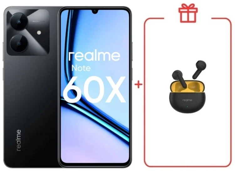 Смартфон Realme Note 60x 3/64GB Marble Black + подарок купить,NaN