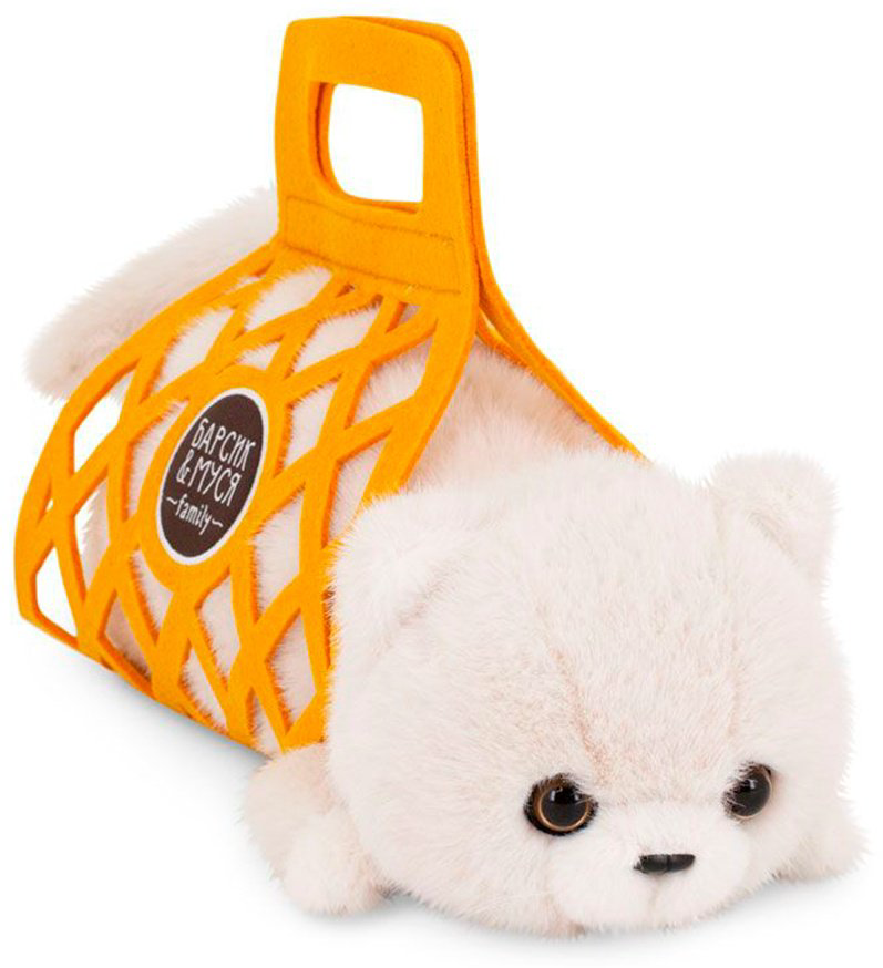 Мягкая игрушка Orange Кот Барсик в сумке молочный , 35 см