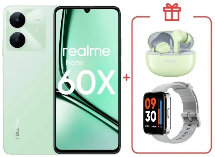 Смартфон Realme Note 60x 4/128GB Wilderness Green + подарок купить,NaN